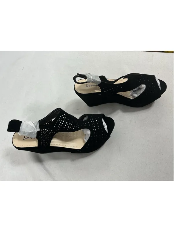 Womans New In Box Bonnibel Tanika Platform Wedge Slingback Sandals 7 Black - Image 2