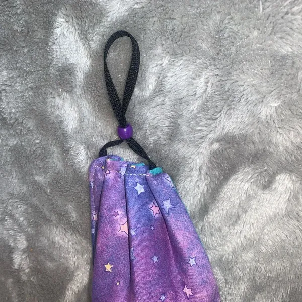 Handmade Fabric Face Mask Facemask Starry Nights Stars Purple Aqua Reversible - Image 2