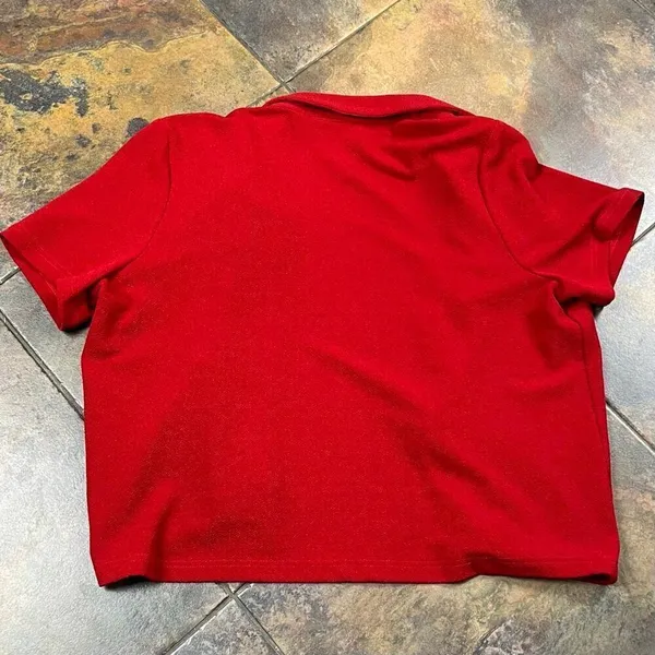 Los Angeles Women Red Short Sleeve Open Front Cardigan - Image 9