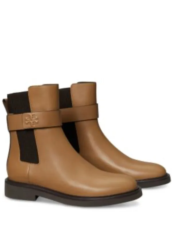 Tory Burch Women's Double T Buckled Chelsea Boots, Tan, Size 10.5, NWOT Display - Image 2