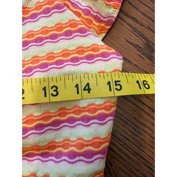 Aerie Real Orange Pink Striped Flutter‎ Sleeve Tie Back Bikini Top Large - Image 2