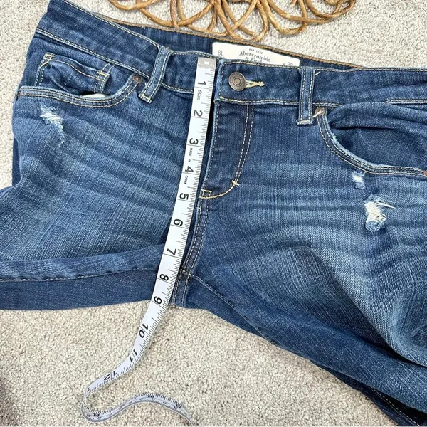 Abercrombie & Fitch The A&F Skinny Jeans Mid-Rise Distressed Raw Hem Size 28x35 - Image 13
