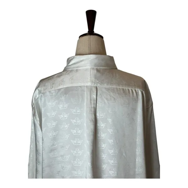 Boys Lie Shirt Women Medium White Satin Collared Button Down Bridezilla Top NWOT - Image 6