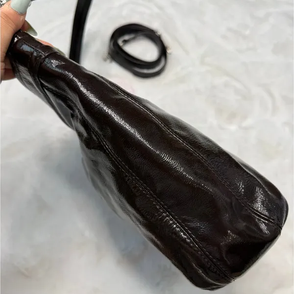 Coach Ashley Dark Brown Patent Leather Shoulder Bag F20462 - Image 5