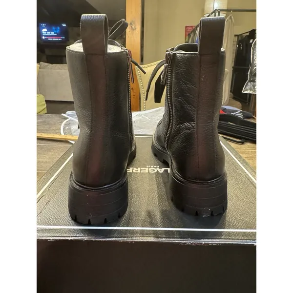 Karl Lagerfeld Paris Mela Combat Boots Black Leather Size 7 - Image 7