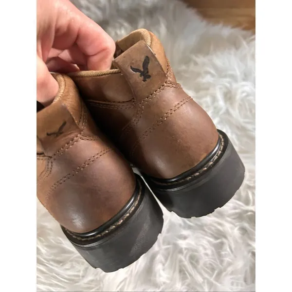 Vintage American Eagle Outfitters Leather Chunky Combat Hiking Brown Boots SZ 7 - Image 3