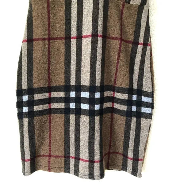 Plaid Check Flannel Dress Brown M - Image 3
