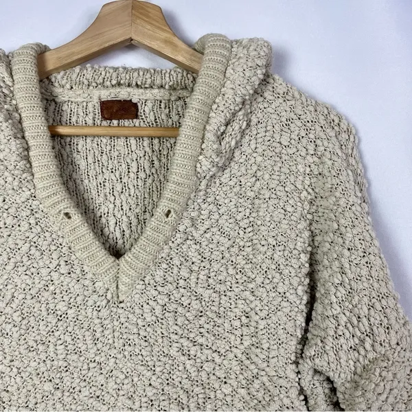 Boutique POL Beige Chenille Boucle‎ Pullover Hoodie Sweatshirt S - Image 4
