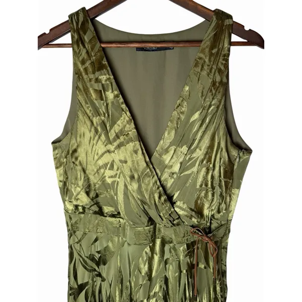 Lauren Ralph Lauren 12 Olive Green Botanical Jacquard Lace-Up Maxi Dress - Image 5