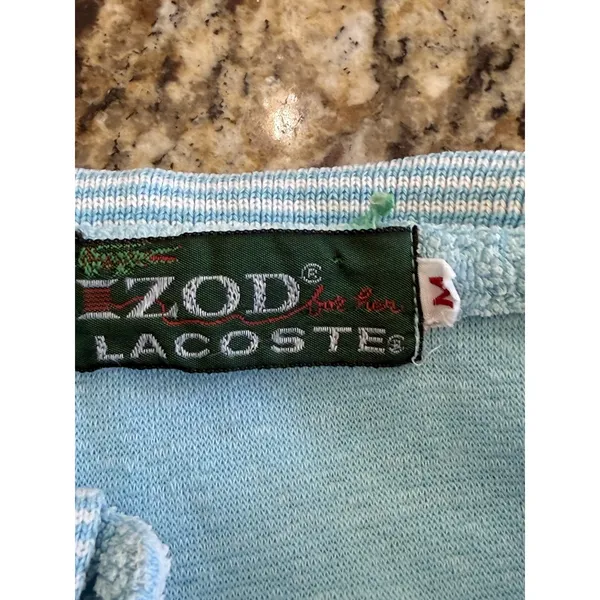 Vintage Lacoste Women's Terry Cloth Polo Shirt Blue Small Y2K Textured - Image 12