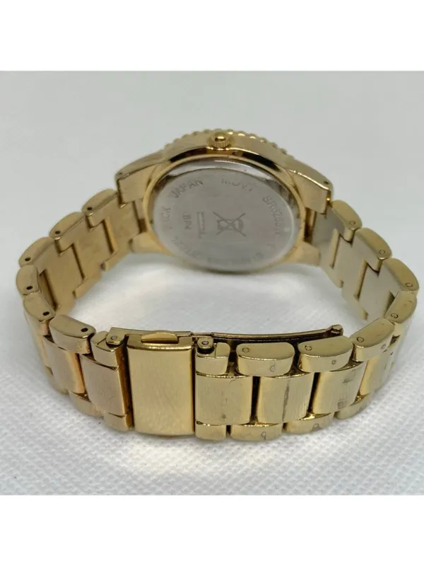 Women’s gold tone watch 38mm round quartz analog mop dial size 7” running - Image 5