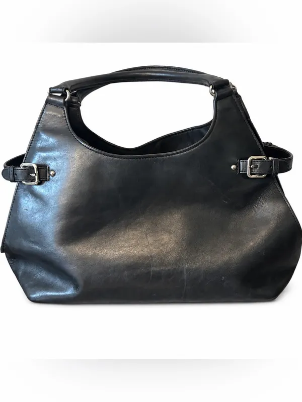 Kate Spade New York Black Leather Large Shoulder Bag Satchel Tote - Image 5