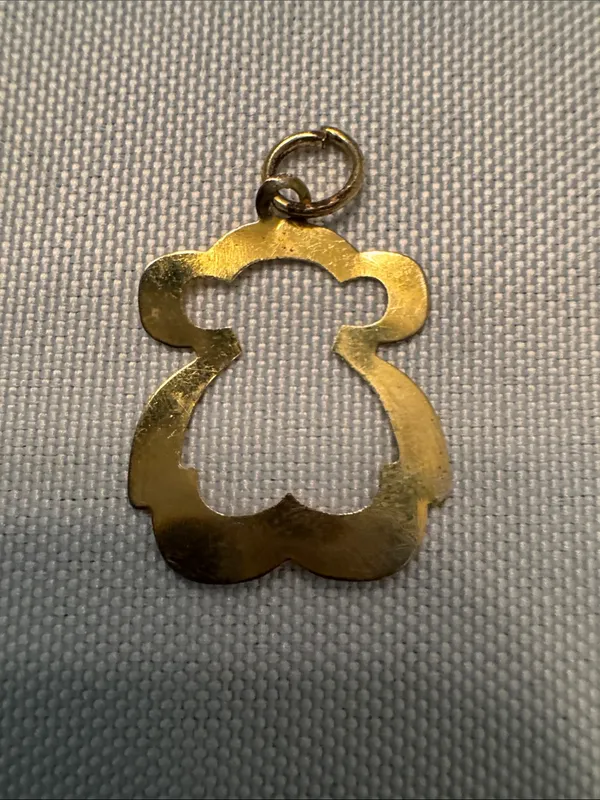 Gold Tone Teddy Bear Silhouette Charm - Image 3
