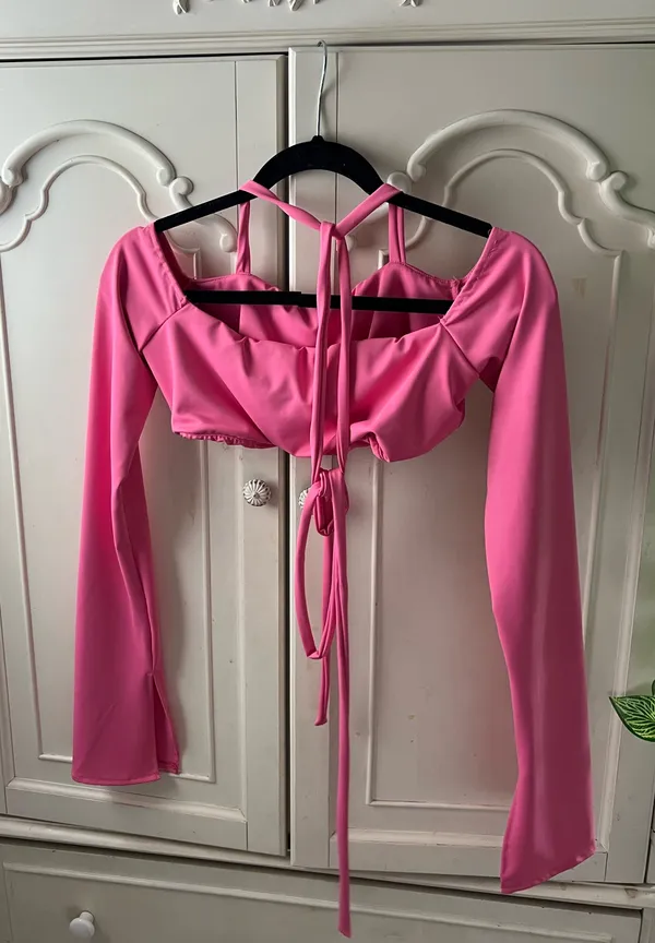 Cropped long sleeve top Pink Size L - Image 3