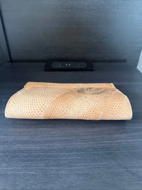 Tan Snakeskin Clutch Wallet - Image 4