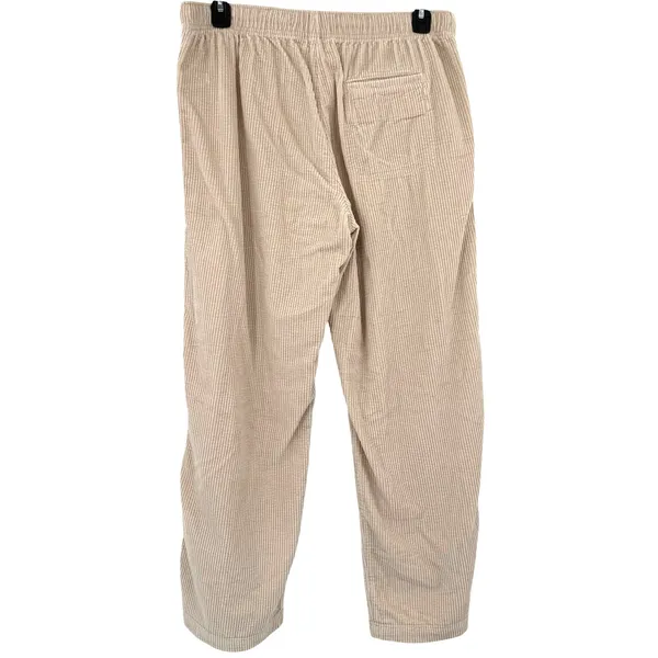 Aerie Size Large Tan Corduroy Straight Leg Elastic Waist‎ Pants Comfort Lounge - Image 2