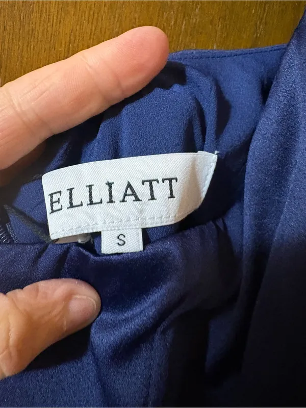 NWT Elliatt Navy Satin Asymmetrical Halter Mini Dress - Image 4