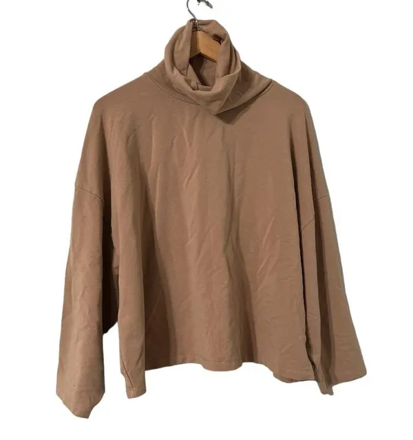Aritzia Babaton Group Tan Funnel Neck Turtleneck Sweatshirt Sweater Top - Image 4