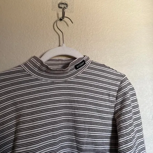 Stussy Striped Long Sleeve Turtleneck Shirt Sz XS multi colored‎ - Image 2