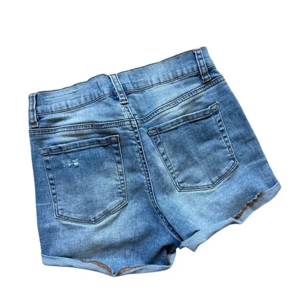 Womens PacSun Bend Blue Cuffed Distressed Denim Shortie Shorts - Sz 25 - Image 3