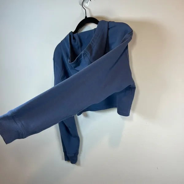 Lululemon All Yours Cropped Hoodie Shirt Ink Blue Pullover Stretch Logo Sporty 4 - Image 14