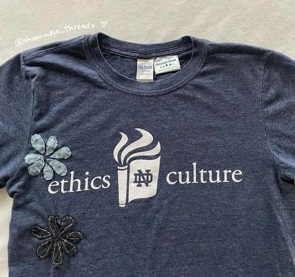 Notre Dame flower embroidered quilted Ethics and Culture shirt - Image 2