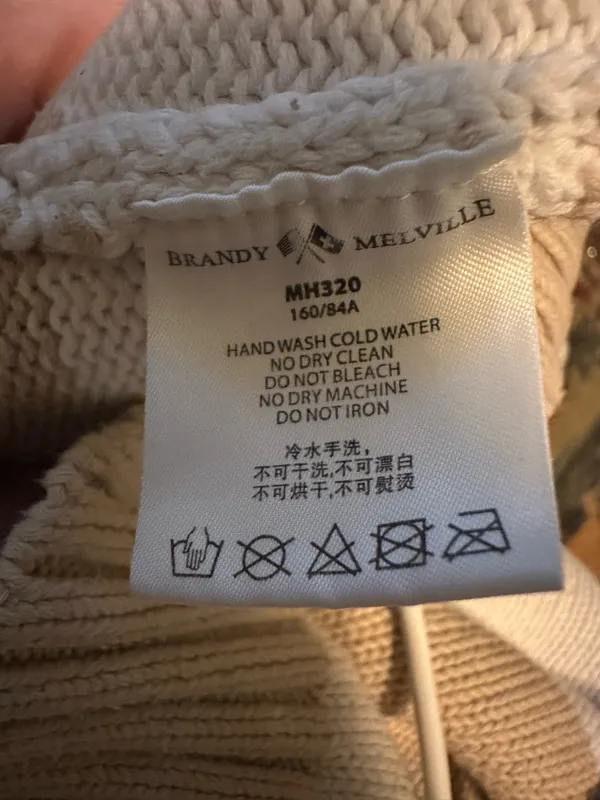 Brandy Melville Brianna Striped Cotton Knit Sweater - Tan & White 160/84A - Image 4