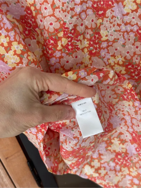 Fate smocked cotton floral blouse top ditsy short sleeve button down collar mock - Image 7