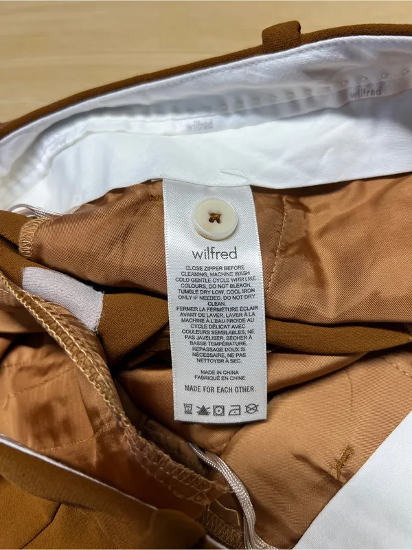 Aritzia Wilfred The Effortless Pant Cropped Caramel Brown Pleated Pants Size 2l - Image 9