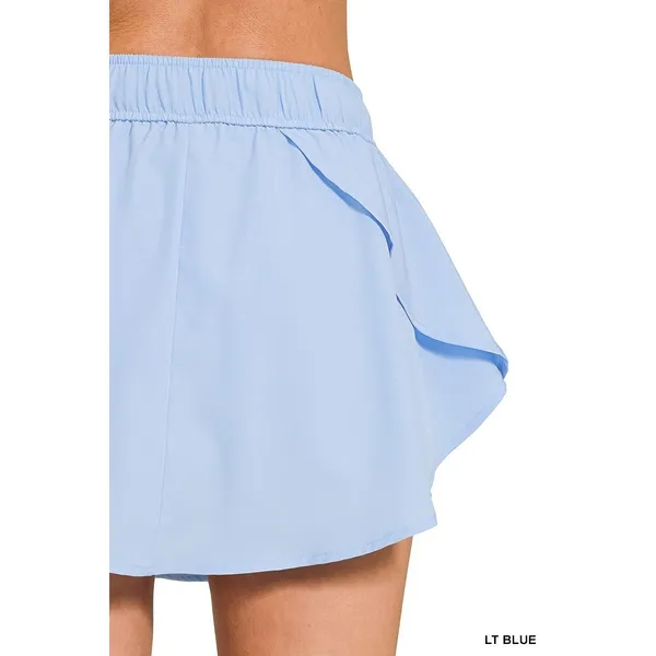 Zenana Soft Woven Active Skorts with Pockets - Lt. Blue - Large - Image 9