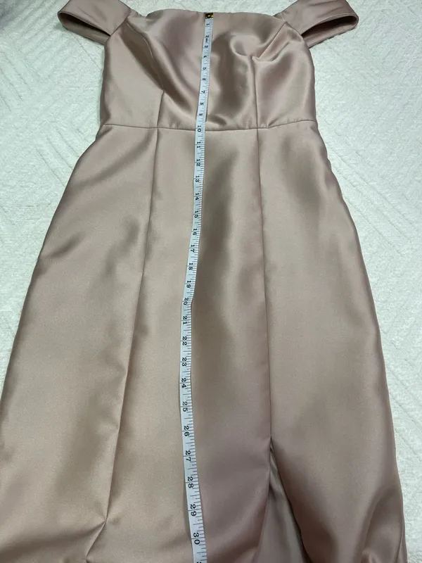 ALFRED SUNG Off-Shoulder Prom Dress in Tan - Size 0 - Image 14