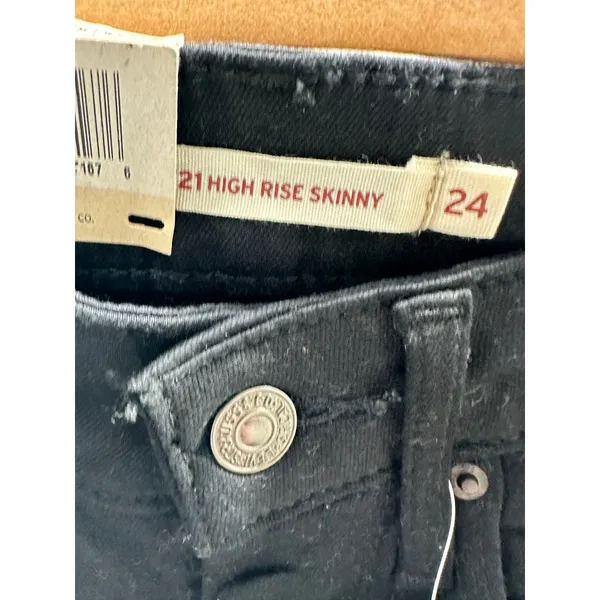 Levi's Womens Jeans 24 NWT 721 Black Wash High Rise‎ Skinny Denim Stretch - Image 5