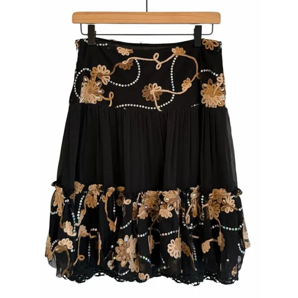 Vintage Y2K Michel USA Whimsigoth Layered Skirt Size S Embroidered Boho Festival - Image 2