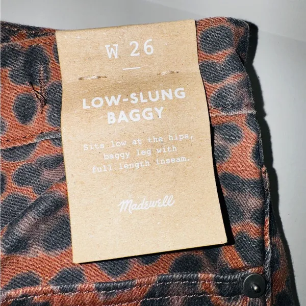 Madewell Leopard Print Low Slung Baggy Jeans NWT Size27 Sold Out Statement Jeans - Image 9