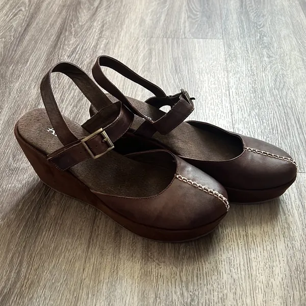 Antelope Brown Womens Boho Leather Platform Mary Jane Wedge Sandal 41 - Image 6
