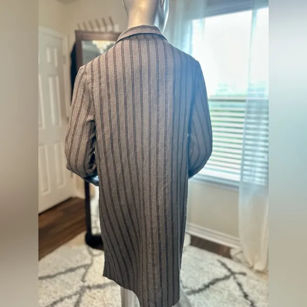 Cloth & Stone Anthropologie Gray Striped Button Down Shirt Dress M - Image 3