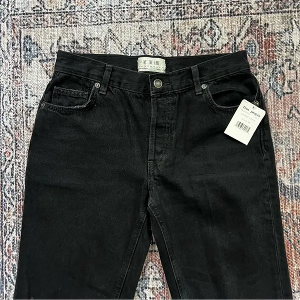 Free People We The Free‎ Maggie Jeans NWT Midrise Straight Size 26 Washed Black - Image 4