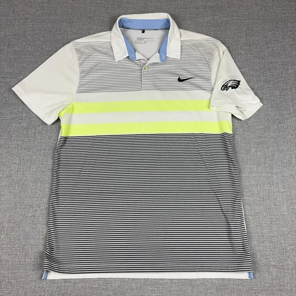 Philadelphia Eagles Shirt Polo Mens Medium White NFL Football Nike Golf Dri Fit - Image 2