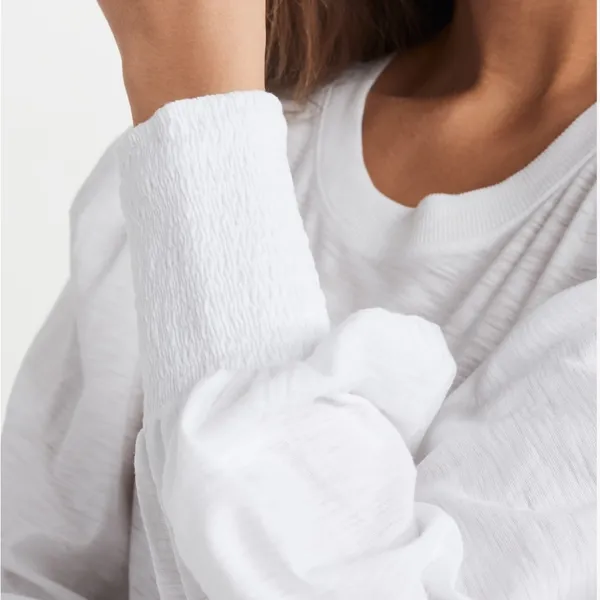 Nation LTD Loren Smocked Tee in White - Image 6