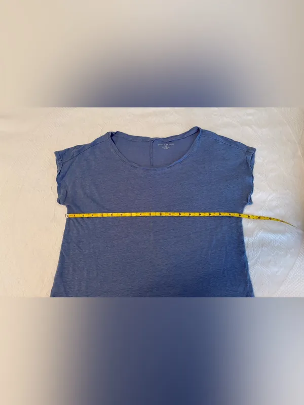 Ann Taylor Short Sleeve Scoop Neck Tee - Dusty Blue - Image 6