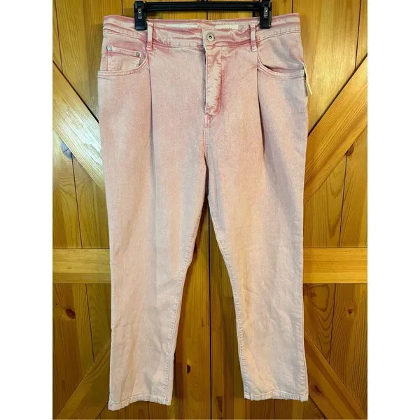 Pilcro and the Letterpress Ultra High-Rise Acid Wash Straight Jeans Pink/Rose 31 - Image 2