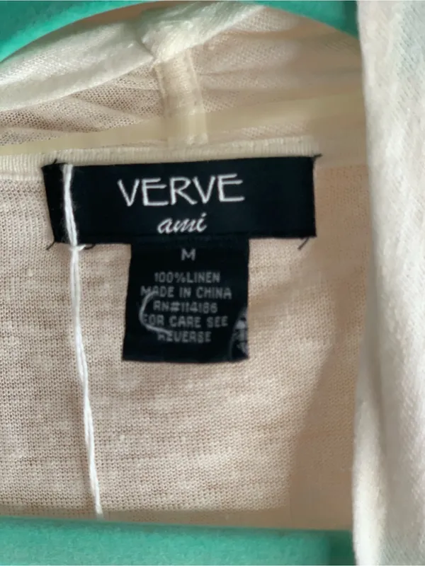 Verve Ami Ivory Draped Open-Front Cardigan Size-Medium Coastal Minimalist - Image 2