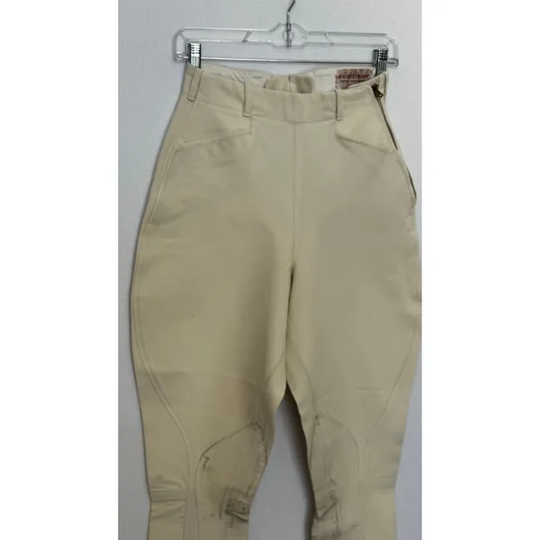 1970s Vintage Equestrian Riding Breeches Cream XXS XS Side Zip Jodhpurs - Image 4
