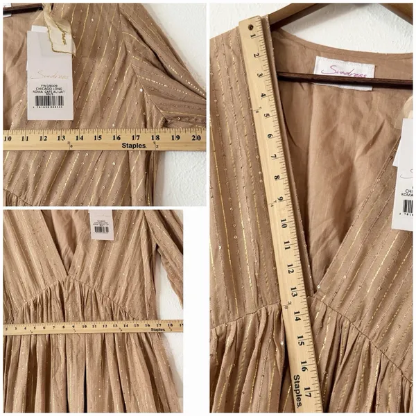 Sundress REVOLVE Chicago Long Maxi Dress XS/S Gold Sequin Lurex Boho Resort NWT - Image 6