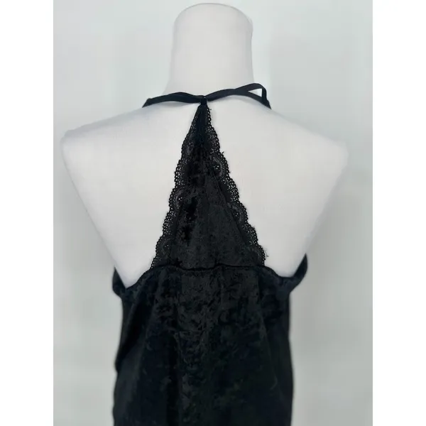 Womens XL Black Velvet‎ Lace Trim Cami Tank Top Fairy Whimsigoth Racerback Y2K - Image 2
