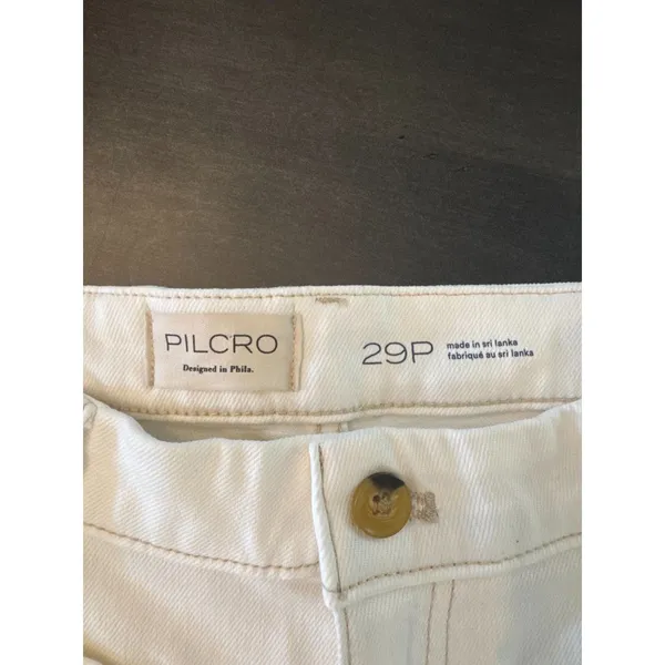 Pilcro Anthropologie White Straight Leg Jeans Size 29P High Rise Women's Denim - Image 2