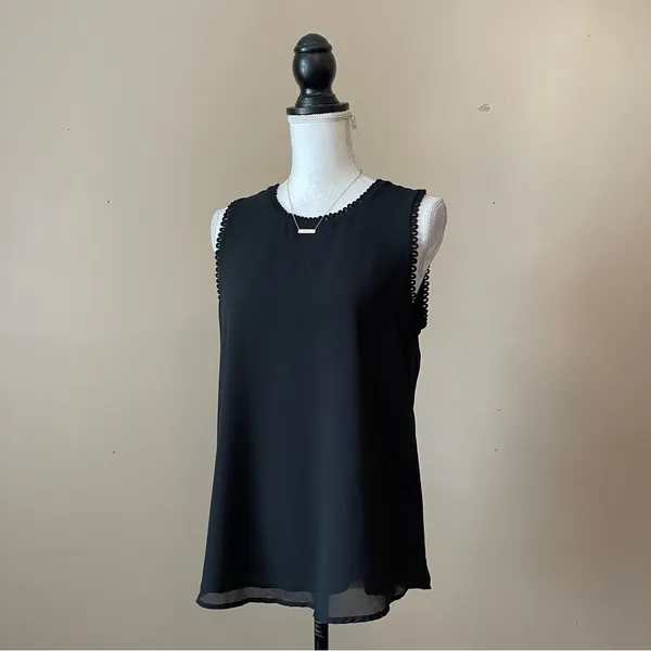 NAKED ZEBRA | Black Sleeveless Chiffon Blouse Sz M - Image 5