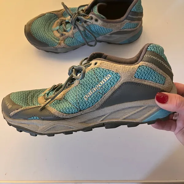 Patagonia Women's Teal and Gray Trail Walking Shoes - Image 2