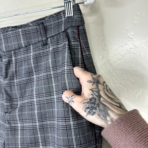 Abercrombie & Fitch Simone Plaid High Rise Ankle Flare Tailored Trouser Pants - Image 5