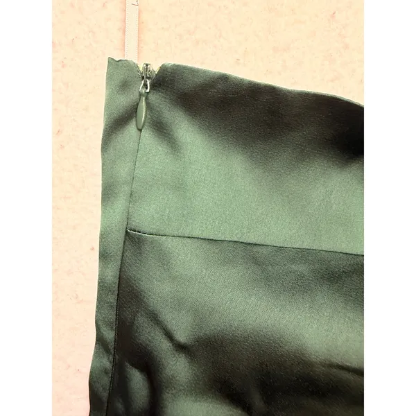 Lulus One Shoulder Dress Women Large Green Satin Ruched Cocktail Party - Image 2